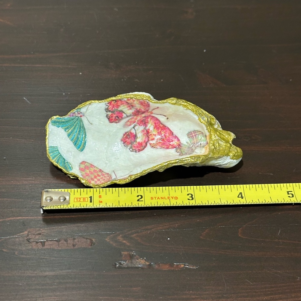 Handmade decoupage catch all shells in Mackenzie Childs patterns. - Picture 3 of 11